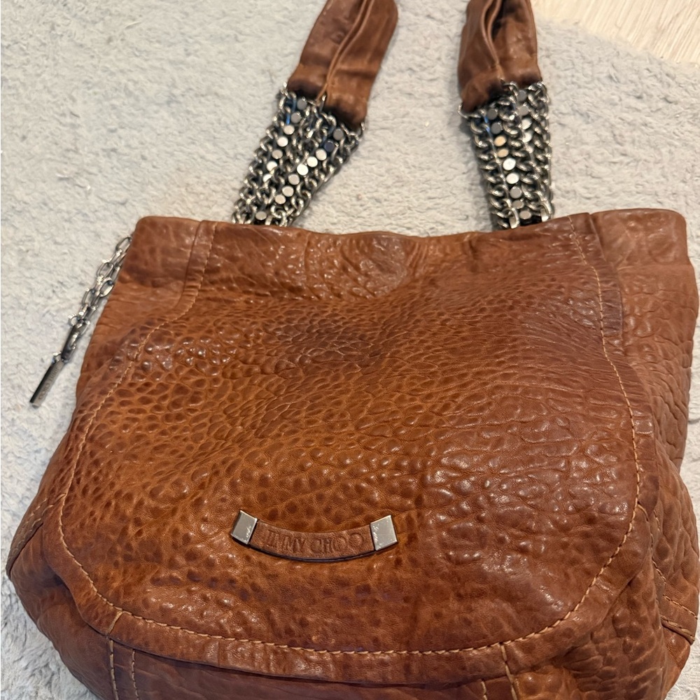 Jimmy Choo Brown Leather Chain Strap Bag